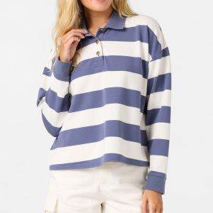 O'Riginals Kyra Long Sleeve Crop Polo Top