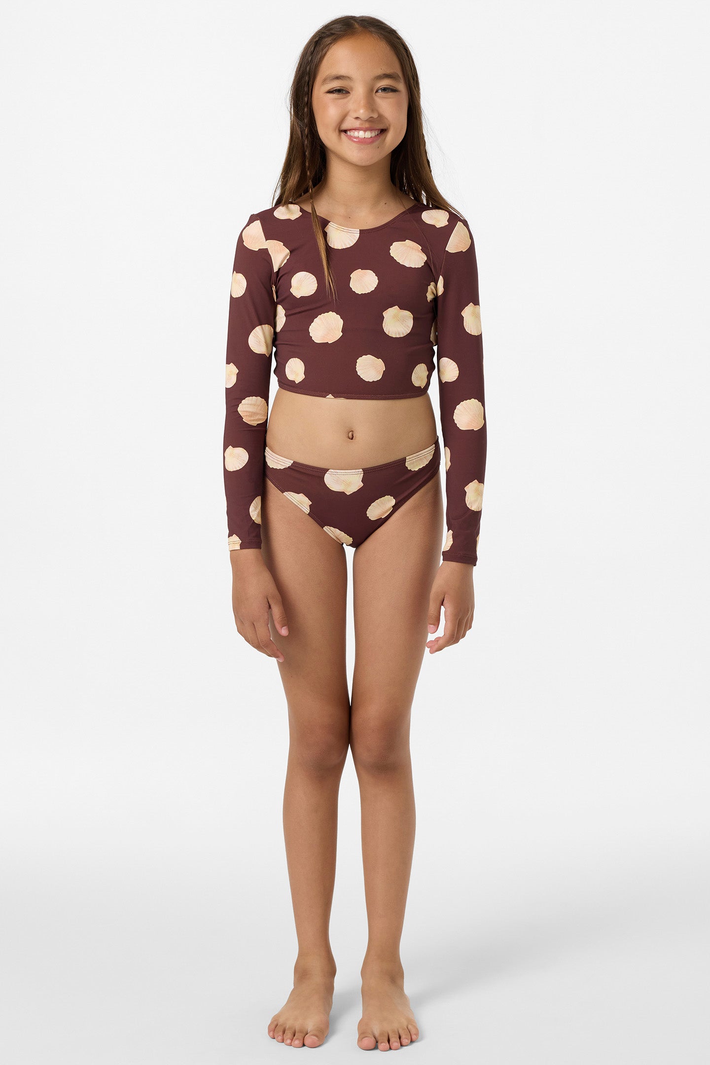 Girl's Camila Shell Long Sleeve Crop Top Set - Image 3