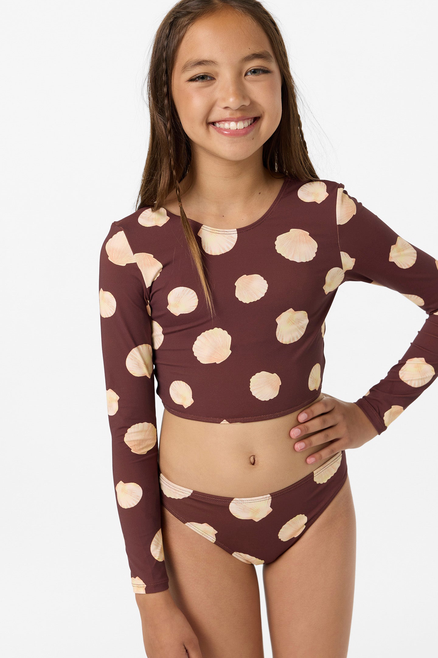 Girl's Camila Shell Long Sleeve Crop Top Set - Image 4