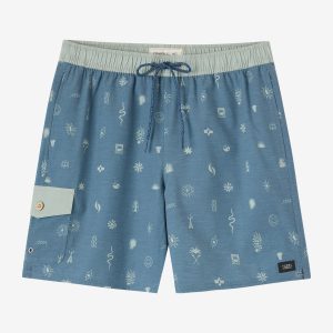 Hermosa Retro Elastic Waist 17 Swim Trunks