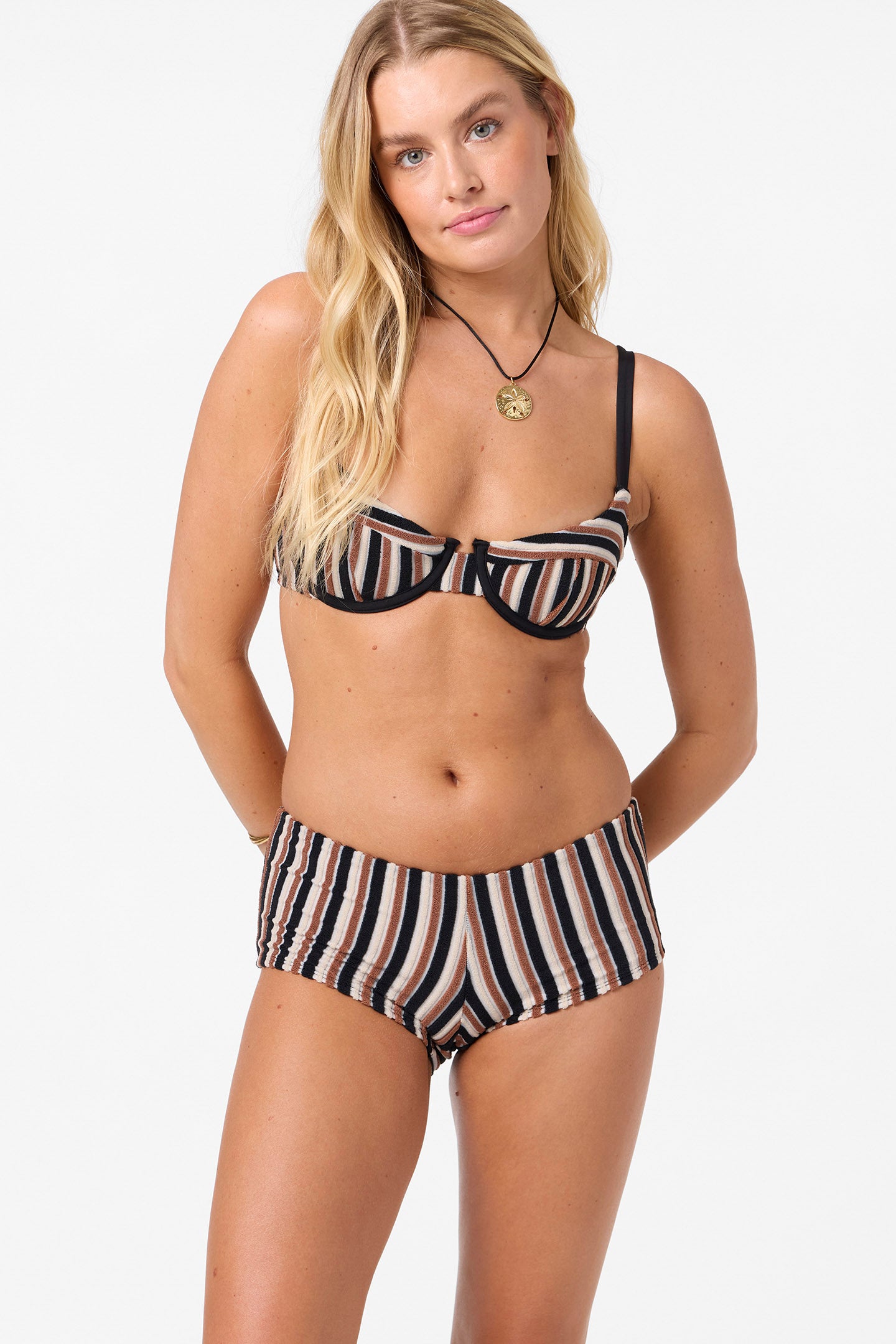 Sand Dollar Stripe Seashell Bra Bikini Top - Image 5