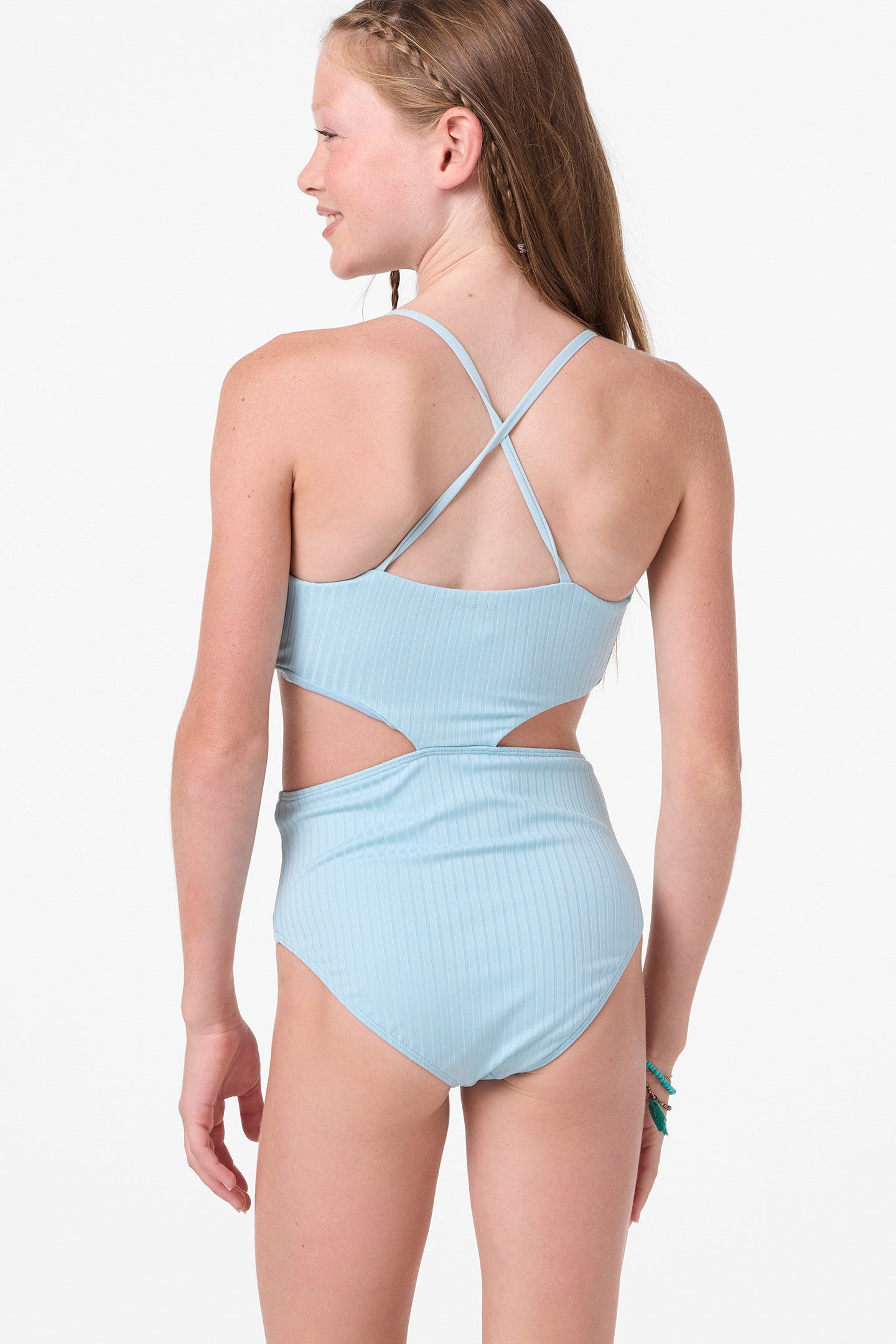 Girl's Shorebreak Rib Knot Front One-Piece - Image 2
