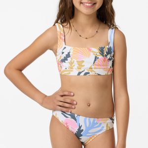 Girl's Cora Geo Square Neck Swim Set